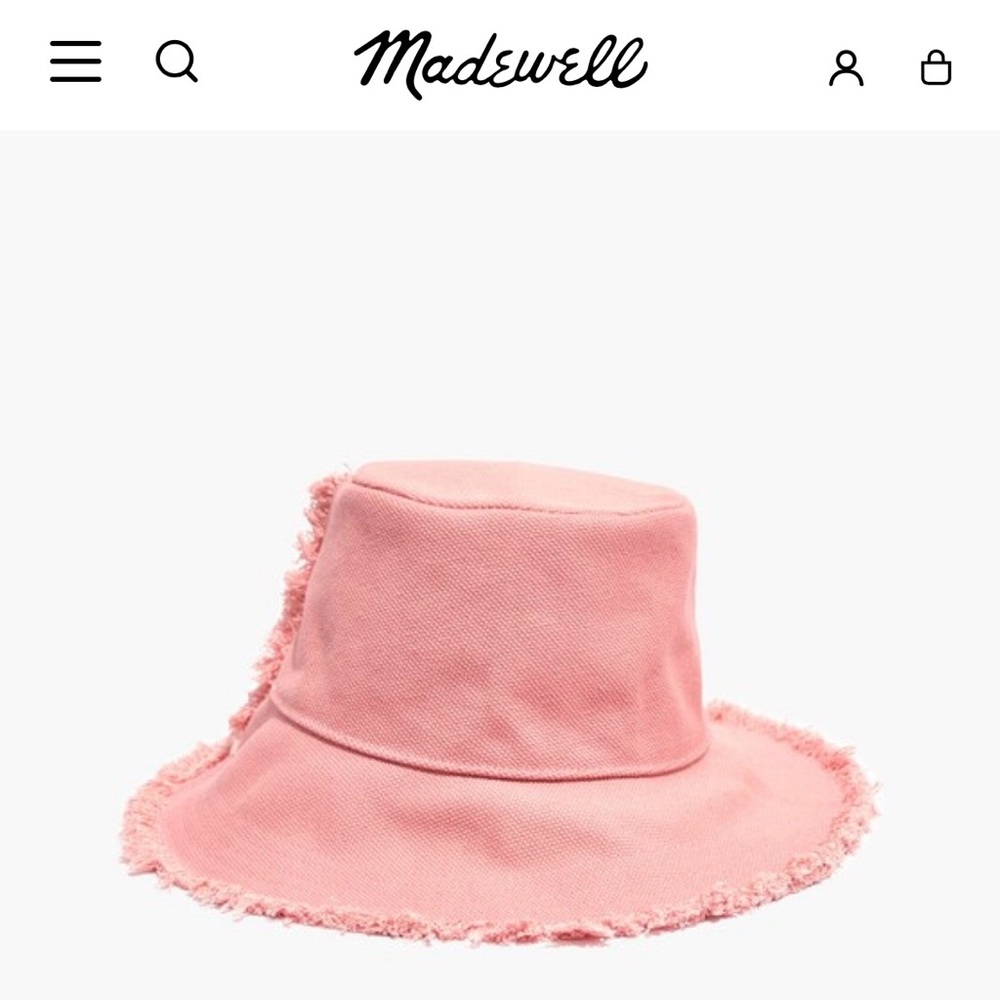 Madewell Fringed Canvas Bucket Hat in Distressed Carnation Pink size S/M